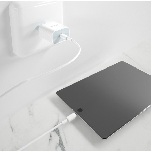 Dudao fast EU USB Type C Power Delivery 18W laddare + kabel USB Type C / Lightning-kabel 1m vit (A8EU + PD-kabel vit)