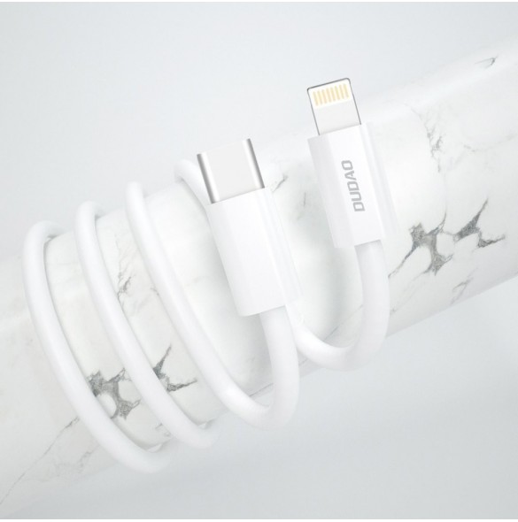 Dudao fast EU USB Type C Power Delivery 18W laddare + kabel USB Type C / Lightning-kabel 1m vit (A8EU + PD-kabel vit)