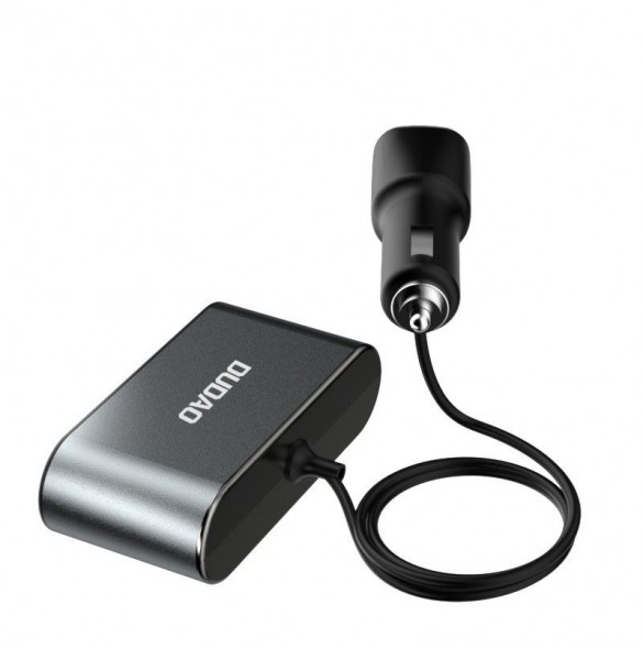 Dudao billaddare 2x USB / 3x cigarettändare splitter svart (R1Pro svart)
