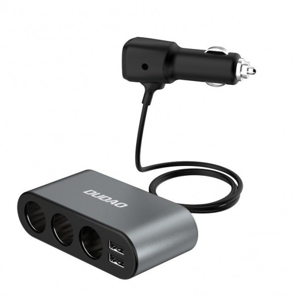 Dudao billaddare 2x USB / 3x cigarettändare splitter svart (R1Pro svart)