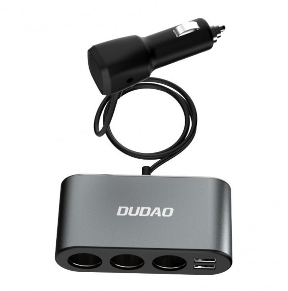 Dudao billaddare 2x USB / 3x cigarettändare splitter svart (R1Pro svart)