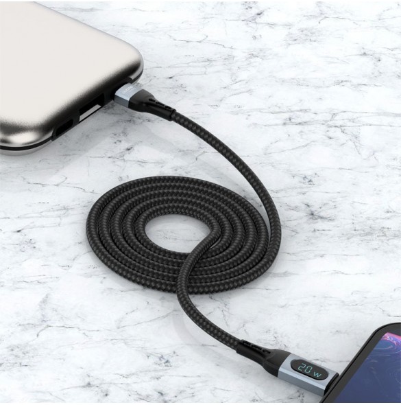 Dudao USB Type C - Lightning-kabel snabbladdning PD 20W 1m svart (L7MaxL)