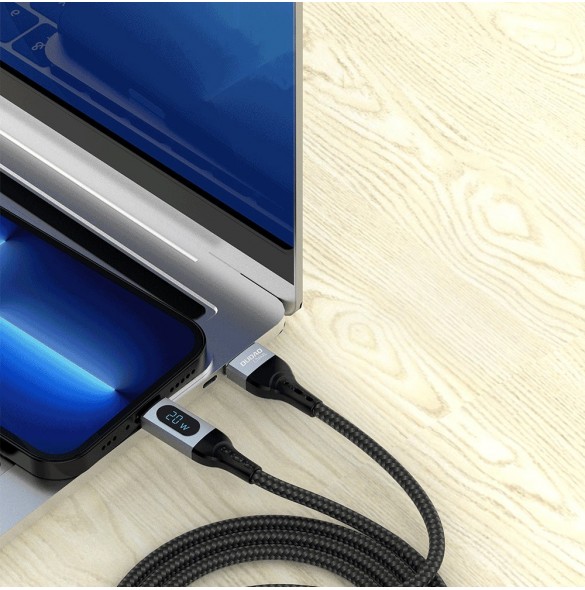 Dudao USB Type C - Lightning-kabel snabbladdning PD 20W 1m svart (L7MaxL)