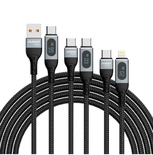 Dudao USB Type C - Lightning-kabel snabbladdning PD 20W 1m svart (L7MaxL)