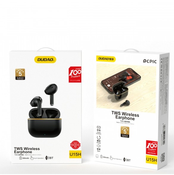 Dudao U15H TWS Bluetooth 5.1 trådlösa hörlurar svarta