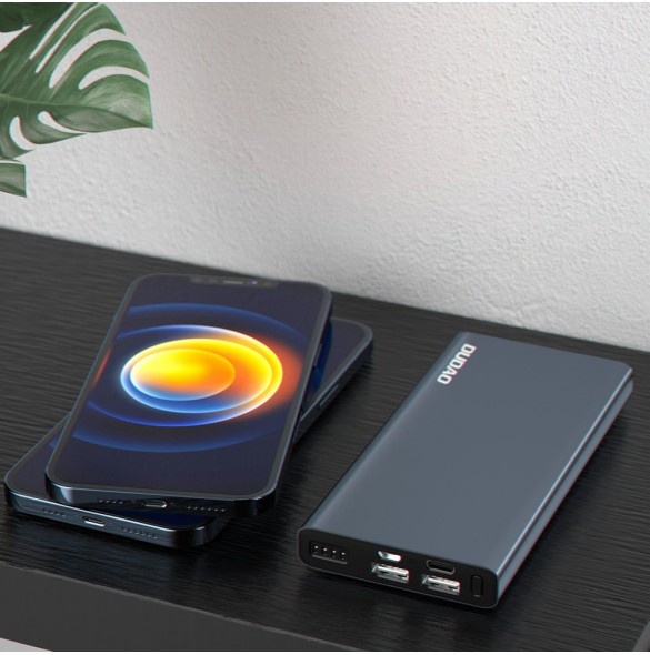 Dudao metall powerbank med LED-indikator 10000mAh silver (K5Pro)