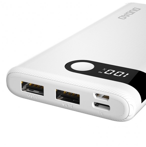 Dudao powerbank 10000 mAh 2x USB / USB Typ C / micro USB 2 A med LED-skärm svart (K9Pro-02)