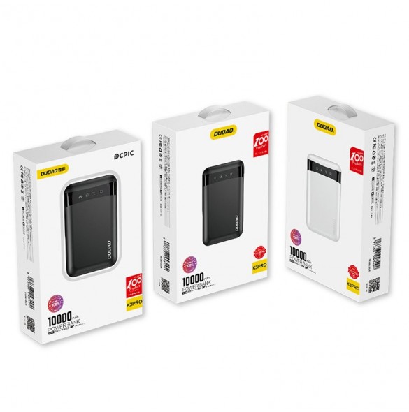 Dudao Portable USB Power Bank 10000mAh Vit (K3Pro mini)
