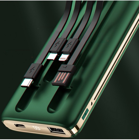 Dudao K4Pro powerbank med inbyggda kablar 10000mAh LED display grön