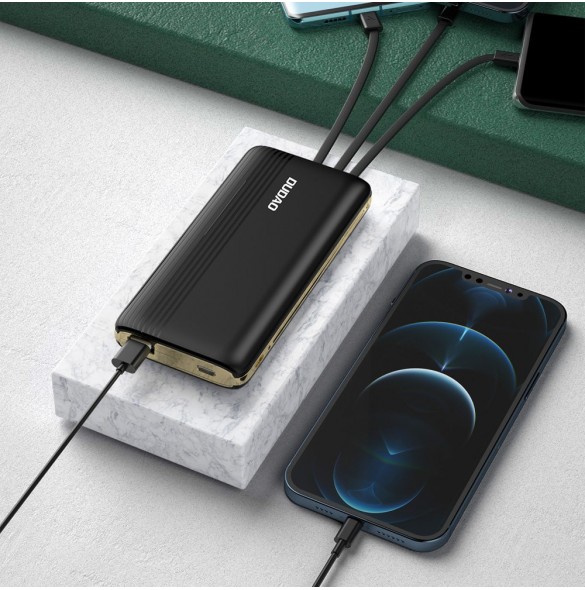 Dudao K4Pro powerbank med inbyggda kablar 10000mAh LED display grön