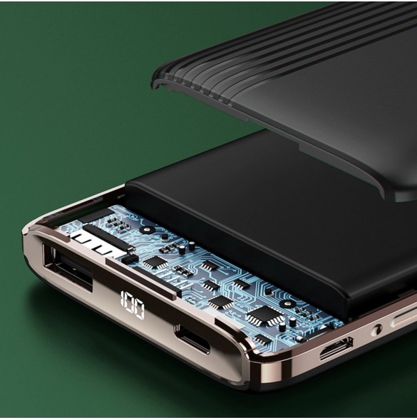 Dudao K4Pro powerbank med inbyggda kablar 10000mAh LED display grön