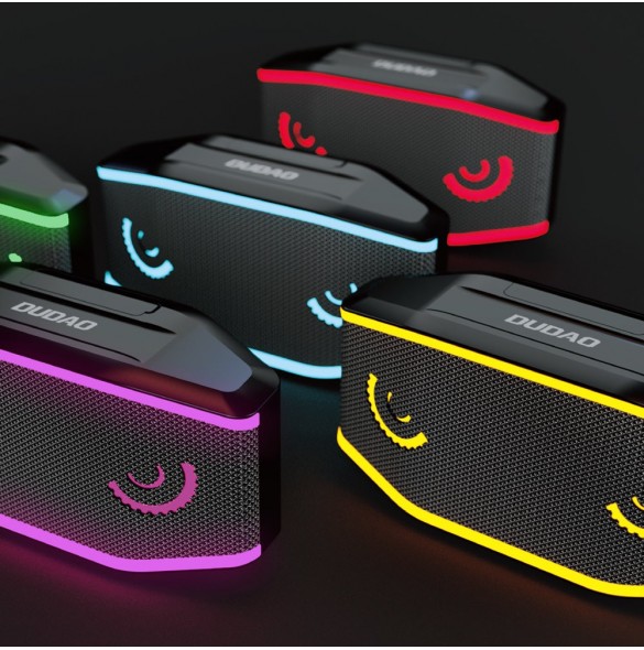 Dudao vattentät IP7 trådlös Bluetooth 5.0 RGB 5W 1200mAh högtalare Svart (Y10XS-svart)