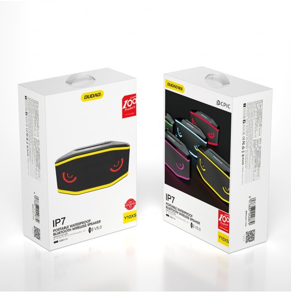 Dudao vattentät IP7 trådlös Bluetooth 5.0 RGB 5W 1200mAh högtalare Svart (Y10XS-svart)