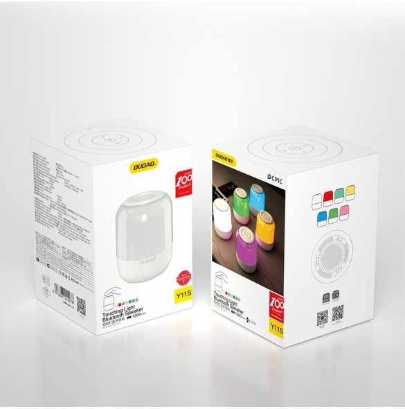 Dudao trådlös Bluetooth 5.0 RGB-högtalare 5W 1200mAh vit (Y11S-vit)