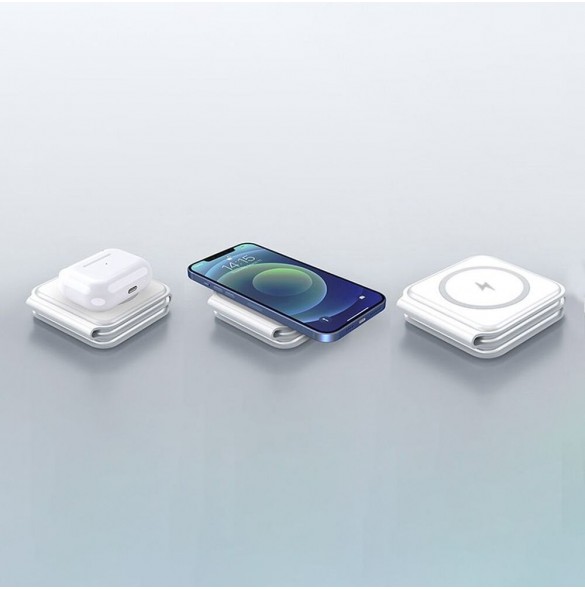 Dudao A11N 15W 3in1 induktiv laddare - vit