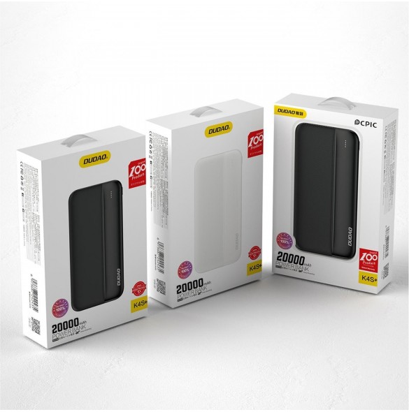 Dudao powerbank 20000mAh 2xUSB-A 10W svart (K4S+)