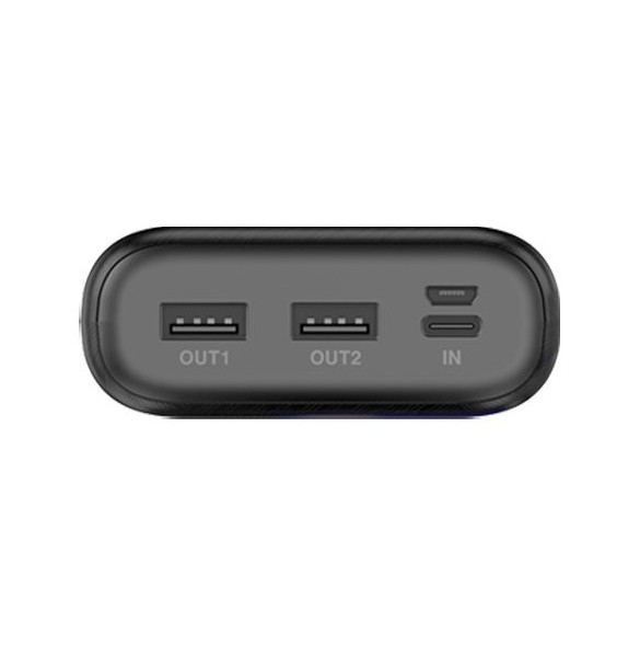 Dudao powerbank 20000 mAh 2x USB / USB Typ C / micro USB 2 A med LED-skärm svart (K9Pro-06)