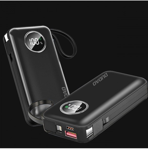 Dudao powerbank 10000mAh USB-A / USB-C 22,5W med inbyggd Lightning-kabel och USB-C vit (K15sW)