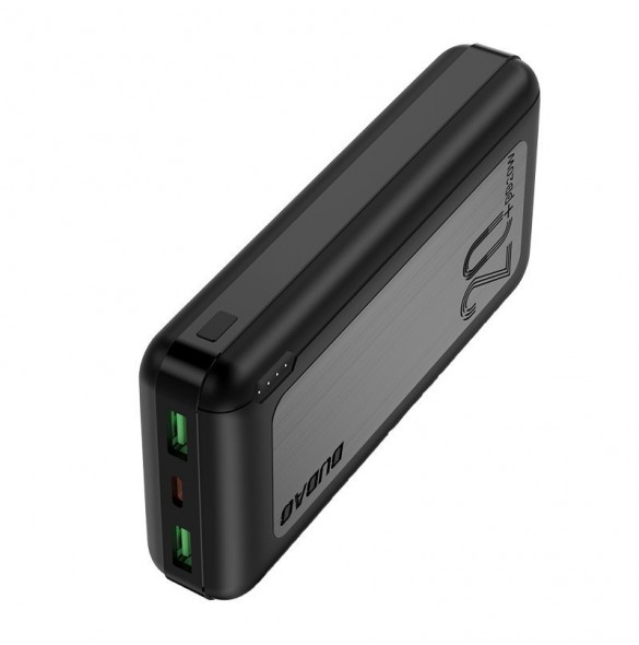 Dudao powerbank 20000 mAh Strömförsörjning 20 W Snabbladdning 3.0 2x USB / USB Typ C svart (K12PQ + svart)
