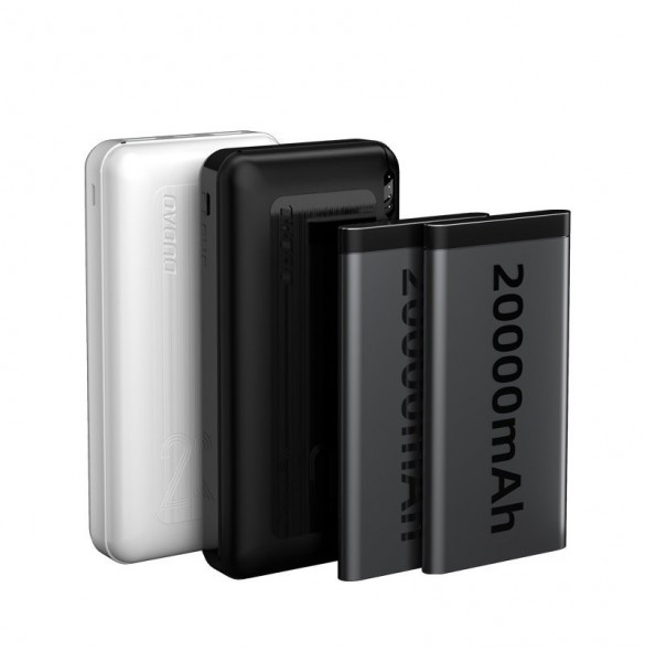 Dudao powerbank 20000 mAh Strömförsörjning 20 W Snabbladdning 3.0 2x USB / USB Typ C svart (K12PQ + svart)