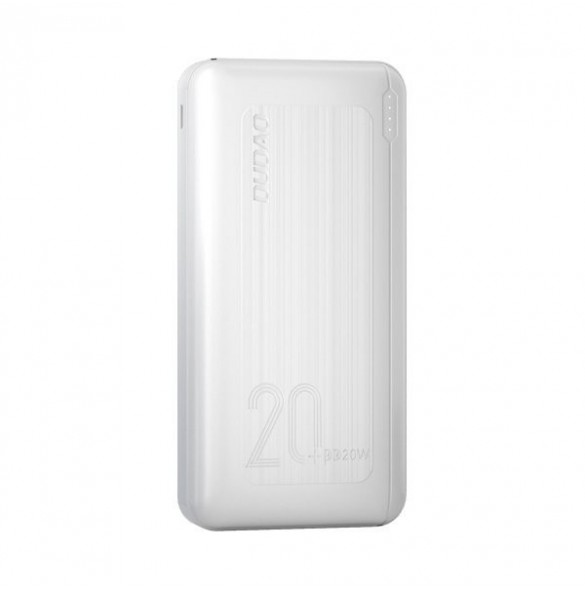 Dudao powerbank 20000 mAh Strömförsörjning 20 W Snabbladdning 3.0 2x USB / USB Typ C vit (K12PQ + vit)