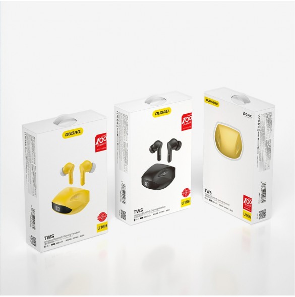 Dudao in-ear trådlösa hörlurar TWS Bluetooth 5.2 gul (U16H-gul)