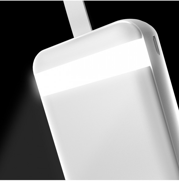 Dudao powerbank 30000 mAh 2x USB / USB-C med LED-ljus vit (K8s+ vit)