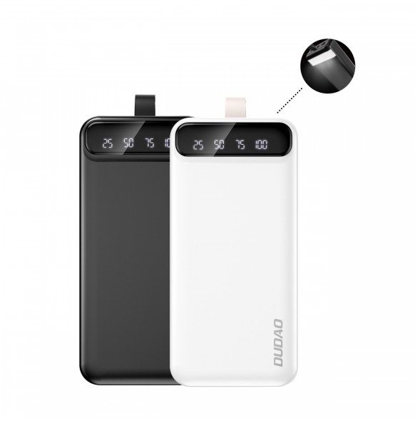 Dudao powerbank 30000 mAh 2x USB / USB-C med LED-ljus vit (K8s+ vit)