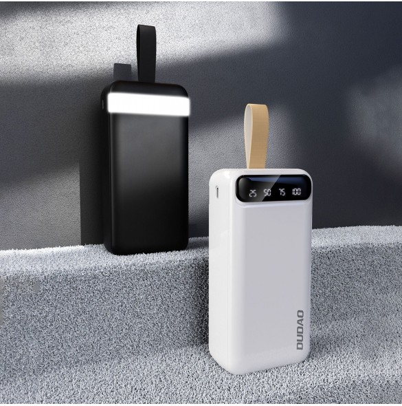 Dudao powerbank 30000 mAh 2x USB / USB-C med LED-ljus vit (K8s+ vit)