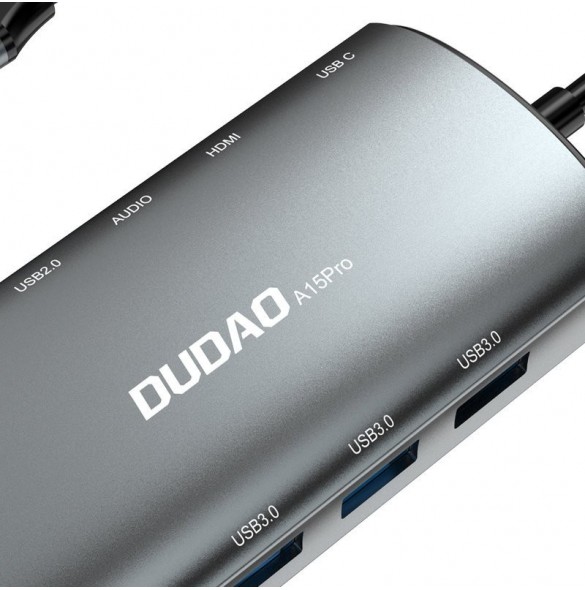 Dudao 11in1 multifunktionell HUB USB Typ C - USB Typ C PD 60 W / HDMI / 3,5 mm minijack / 1x USB 2.0 / SD-kortläsare micro S