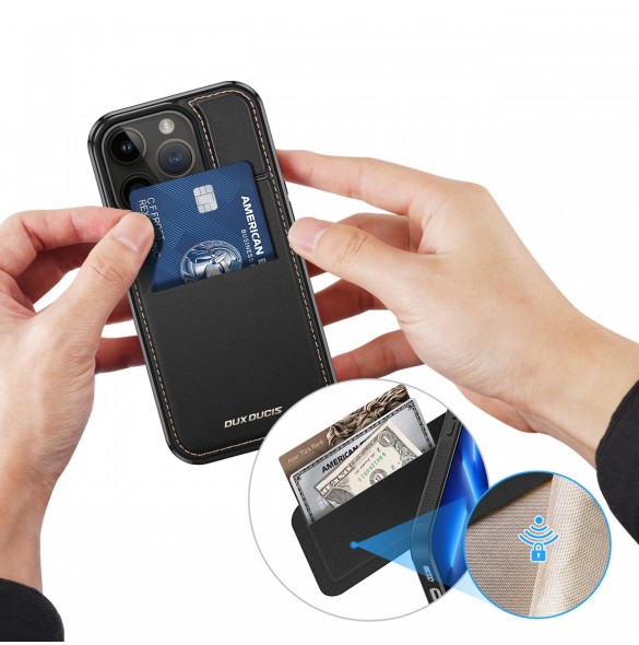 3-i-1 plånboksfodral med ställ för iPhone 13 Pro Max MagSafe RFID Blocker Dux Ducis Rafi Mag - Svart