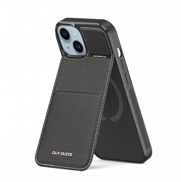 3-i-1 plånboksfodral med ställ för iPhone 14 Plus MagSafe RFID Blocker Dux Ducis Rafi Mag - Svart