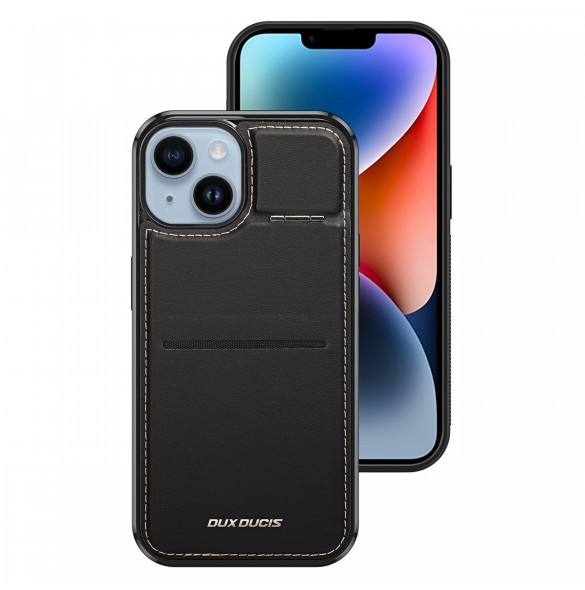 3-i-1 plånboksfodral med ställ för iPhone 15 Plus MagSafe RFID Blocker Dux Ducis Rafi Mag - Svart