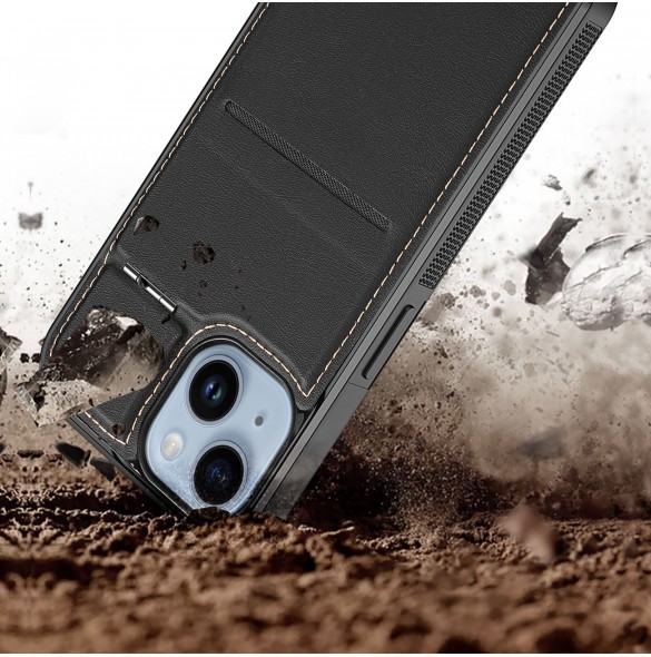 3-i-1 plånboksfodral med ställ för iPhone 15 Plus MagSafe RFID Blocker Dux Ducis Rafi Mag - Svart
