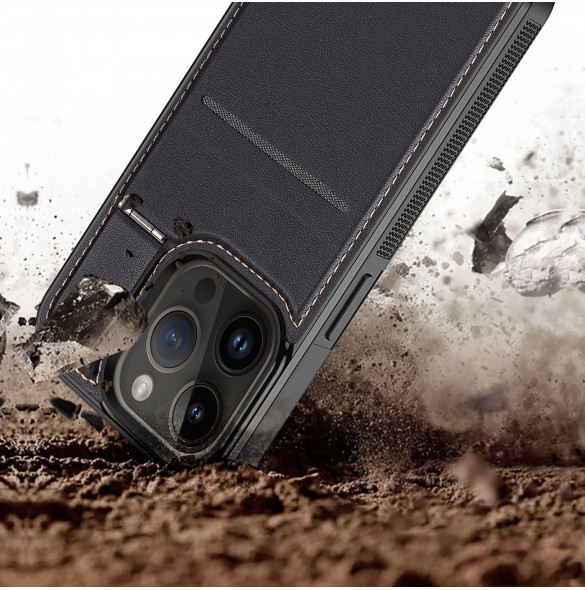 3-i-1 plånboksfodral med ställ för iPhone 15 Pro MagSafe RFID Blocker Dux Ducis Rafi Mag - Svart
