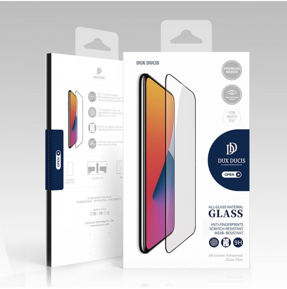 Dux Ducis 10D härdat glas 9H helskärmshärdat glas med ram Motorola Moto E32 svart (väskvänlig)