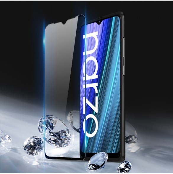 Dux Ducis 9D härdat glas 9H helskärmshärdat glas med Realme Narzo 50A ram svart (väskvänlig)