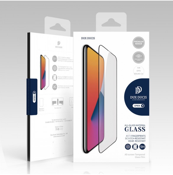 Dux Ducis 9D härdat glas helskärm 9H härdat glas med ram Realme C35 svart (väskvänlig)