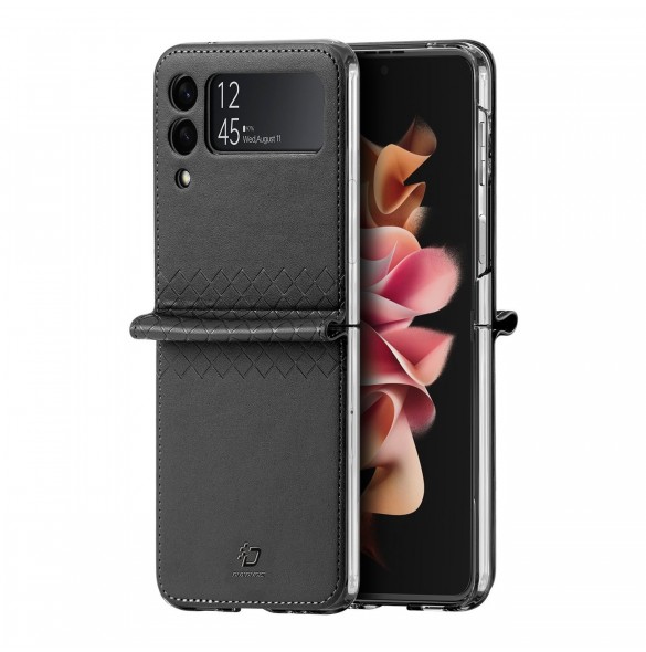 Dux Ducis Bril fodral till Samsung Galaxy Z Flip 3 skal tillverkat av ekologiskt läder svart