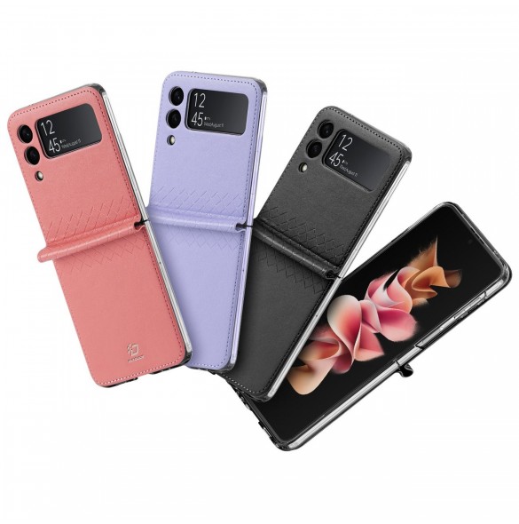 Dux Ducis Bril fodral till Samsung Galaxy Z Flip 3 skal tillverkat av ekologiskt läder svart
