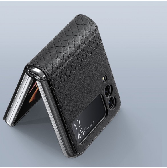 Dux Ducis Bril fodral till Samsung Galaxy Z Flip 3 skal tillverkat av ekologiskt läder svart