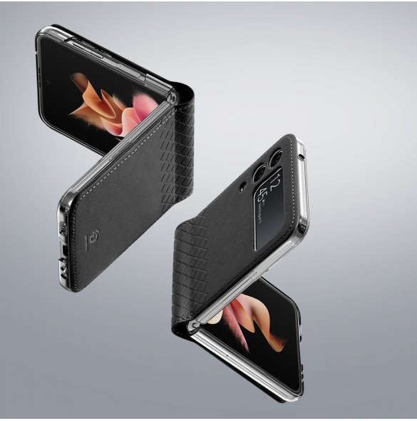 Dux Ducis Bril fodral till Samsung Galaxy Z Flip 3 skal tillverkat av ekologiskt läder svart