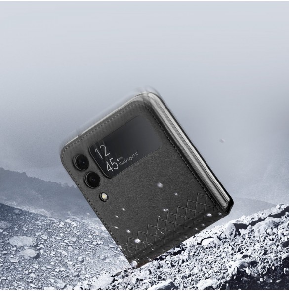 Dux Ducis Bril fodral till Samsung Galaxy Z Flip 3 skal tillverkat av ekologiskt läder svart