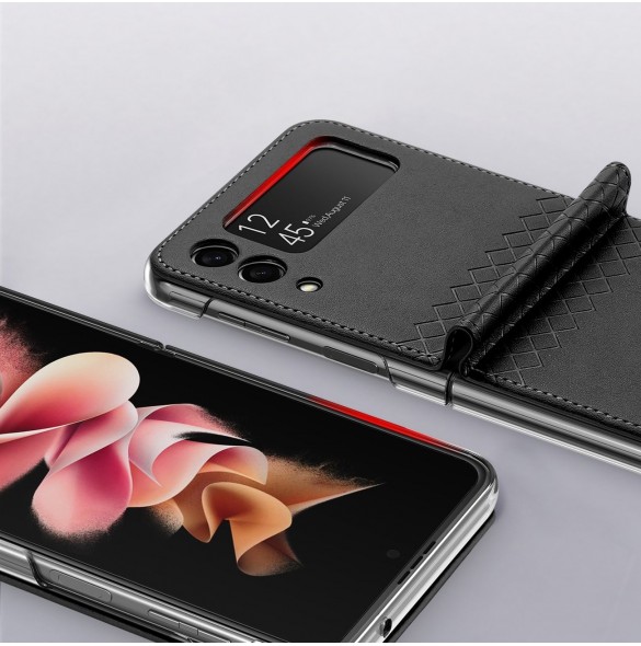 Dux Ducis Bril fodral till Samsung Galaxy Z Flip 3 skal tillverkat av ekologiskt läder svart