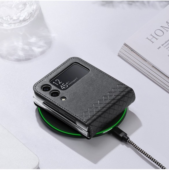Dux Ducis Bril fodral till Samsung Galaxy Z Flip 3 skal tillverkat av ekologiskt läder svart