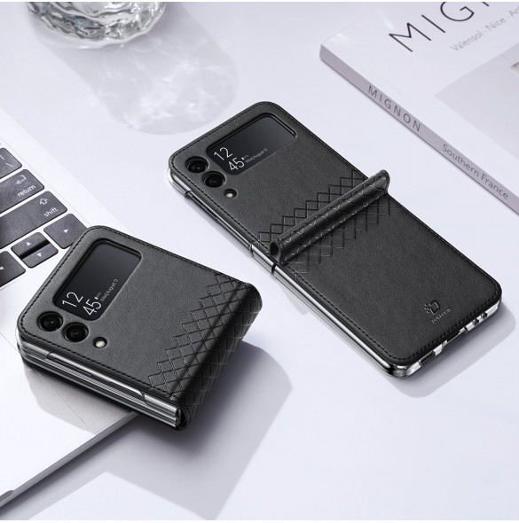 Dux Ducis Bril fodral till Samsung Galaxy Z Flip 3 skal tillverkat av ekologiskt läder svart