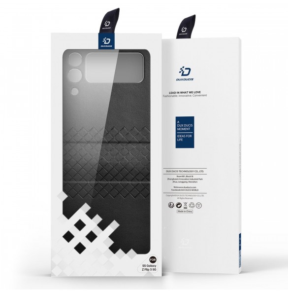 Dux Ducis Bril fodral till Samsung Galaxy Z Flip 3 skal tillverkat av ekologiskt läder svart