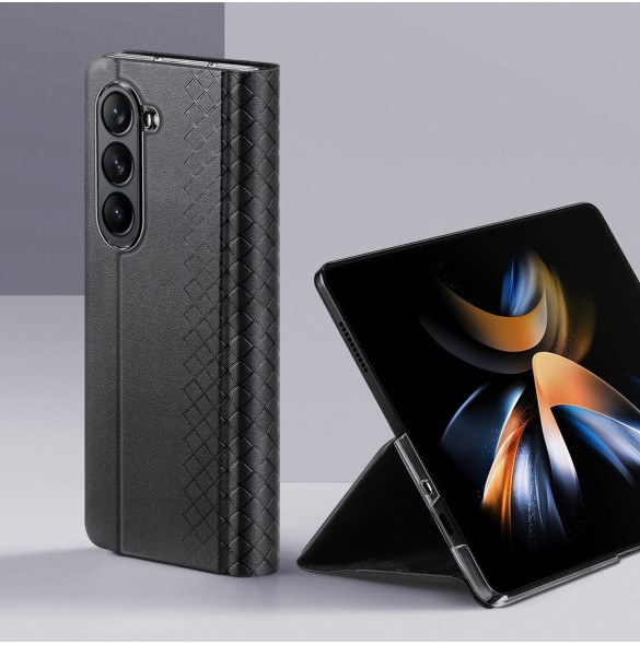 Dux Ducis Bril Läder Flip Wallet-fodral till Samsung Galaxy Z Fold5 5G - Svart