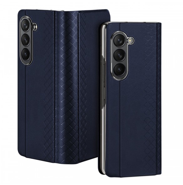Dux Ducis Bril Läder Flip Wallet-fodral till Samsung Galaxy Z Fold5 5G - Blå
