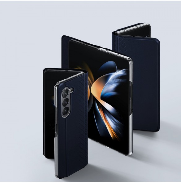 Dux Ducis Bril Läder Flip Wallet-fodral till Samsung Galaxy Z Fold5 5G - Blå